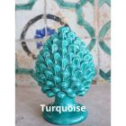 Pomme de pin céramique 20 cm - Turquoise