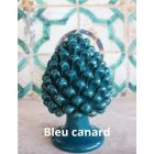 Pomme de pin céramique 20 cm - Bleu canard