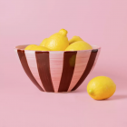 Saladier en céramique Ø21cm 1,5L / Rayures CHOCOLAT Rose