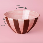Saladier en céramique Ø21cm 1,5L / Rayures CHOCOLAT Rose