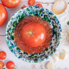 Grande assiette à râper en céramique bleu et vert