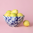 Saladier en céramique moucheté bleu