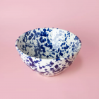 Saladier en céramique moucheté bleu