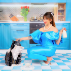 Coucou Suzette - Pince à cheveux Chat Noir & Blanc