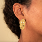 Boucles d'oreilles Feuilles dorées à l'or fin - Coucou Suzette