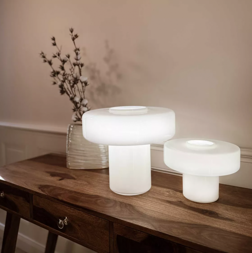 Lampe à poser en verre Foza Maxi blanche