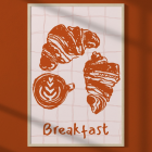 L'Afficherie - Affiche A3 Breakfast croissants