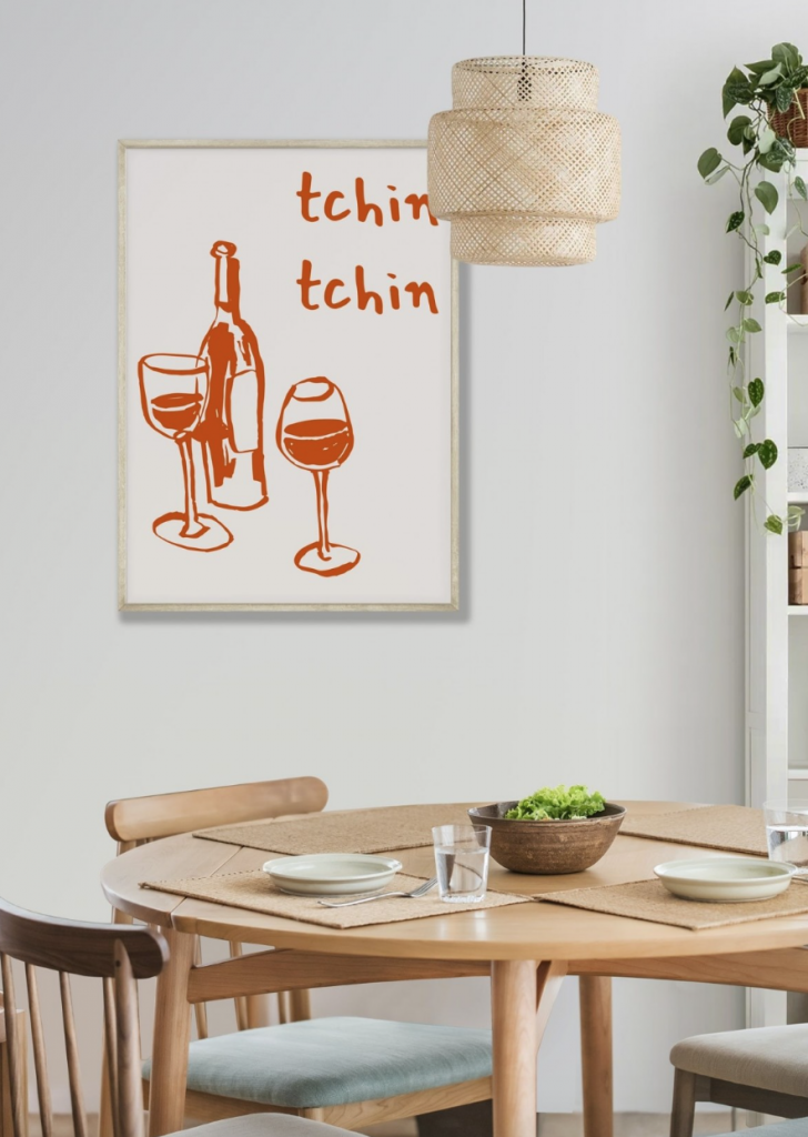 Affiche Tchin tchin avec verre de vin