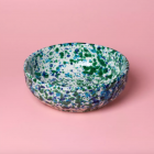 Assiette à râper en céramique bleu et vert