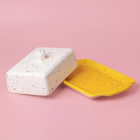 Beurrier en céramique moucheté jaune