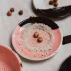 Assiette a raper petite rose et marron