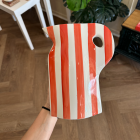 Vase pichet céramique rayures - Corail