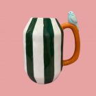 Vase en céramique rayures & oiseau - Somptua