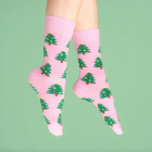 Chaussettes Sapins de Noël roses - Coucou Suzette